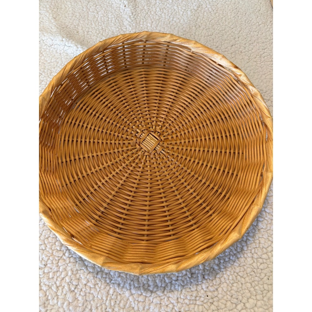 Round Woven Wicker Basket Tray Honey Brown Boho Farmhouse‎ Decor 11.5 Inch